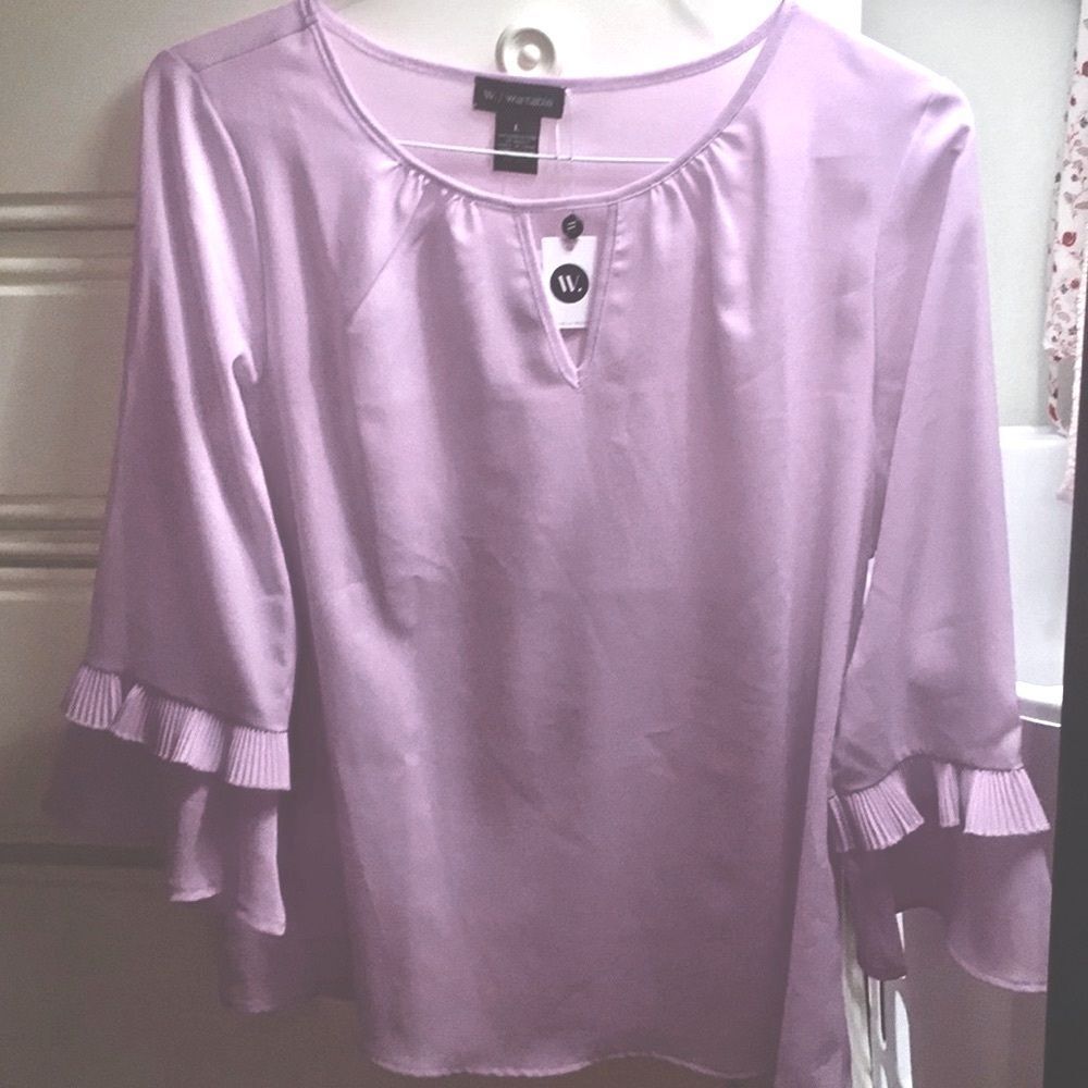 Wantable Sz L NWT $78 Purple Top Large Bell Sleeve Violet Romance Blouse